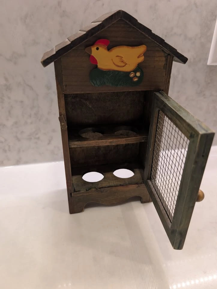 Vintage Rustic Wooden Egg House Cabinet Holder - photo 4