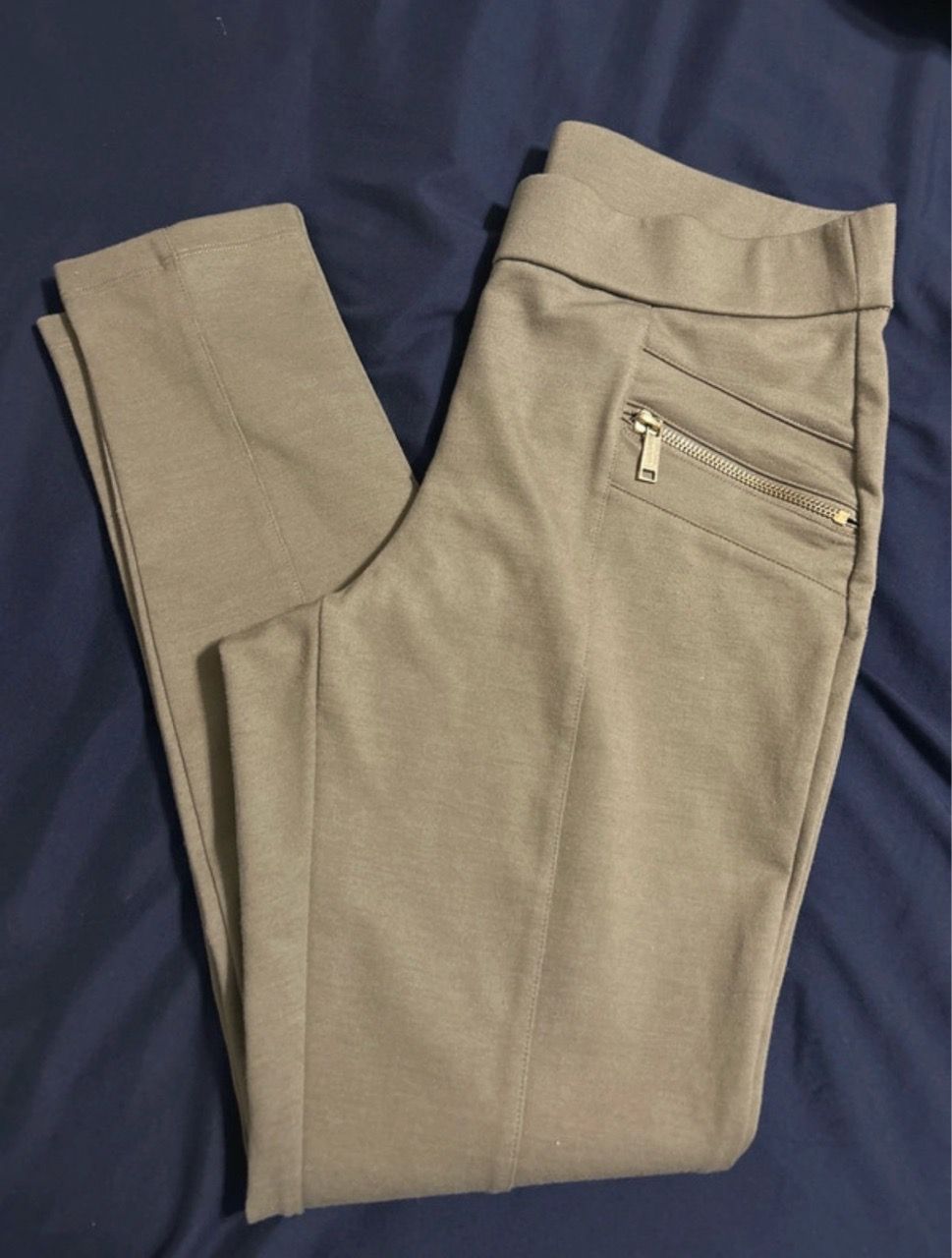 Michael Kors Taupe Slim Pants with Zip Pocket