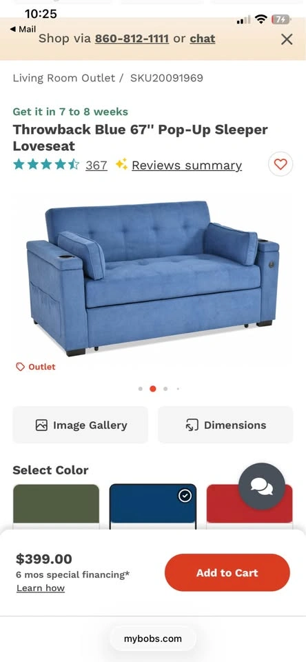 Blue Sleeper Sofa - photo 3