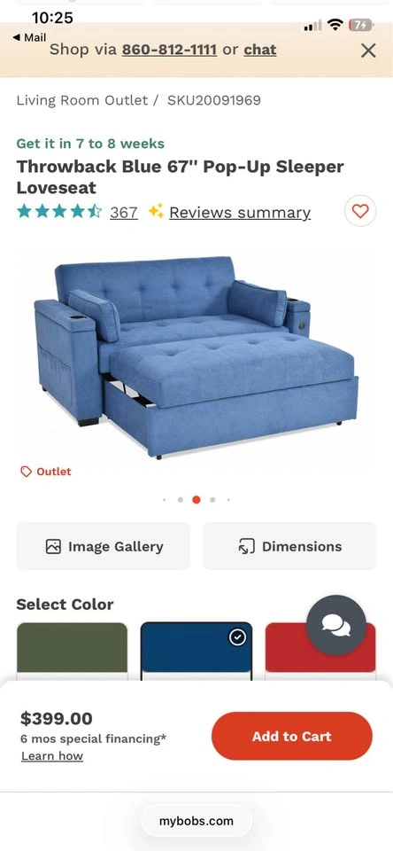 Blue Sleeper Sofa - photo 4