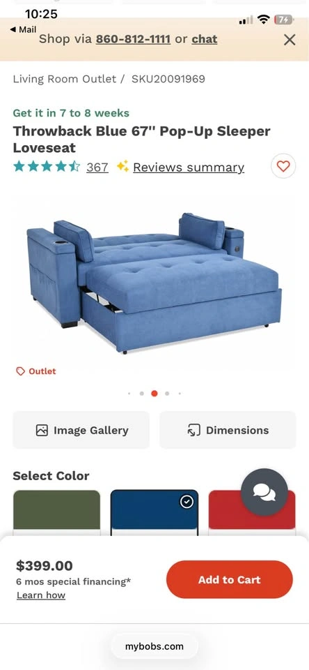 Blue Sleeper Sofa - photo 5