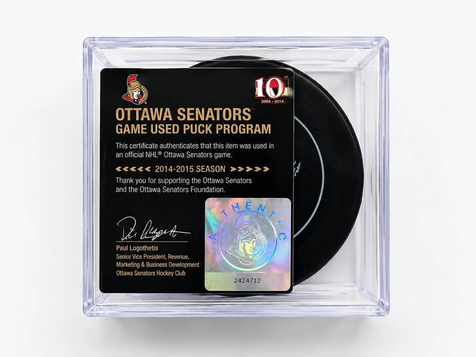 Mark Stone Goal Puck | 2014–15 Ottawa Senators Game Used - photo 2