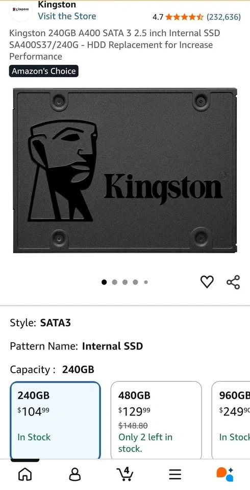 240GB Kingston SATA SSD storage - photo 4