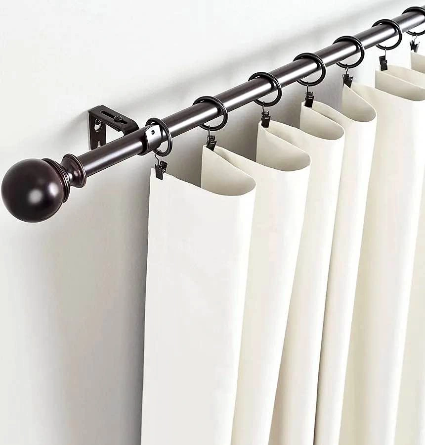 NEW Heavy Duty Black Metal Curtain Rings with Clips Hooks