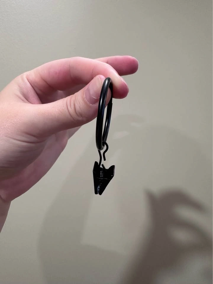 NEW Heavy Duty Black Metal Curtain Rings with Clips Hooks - photo 3
