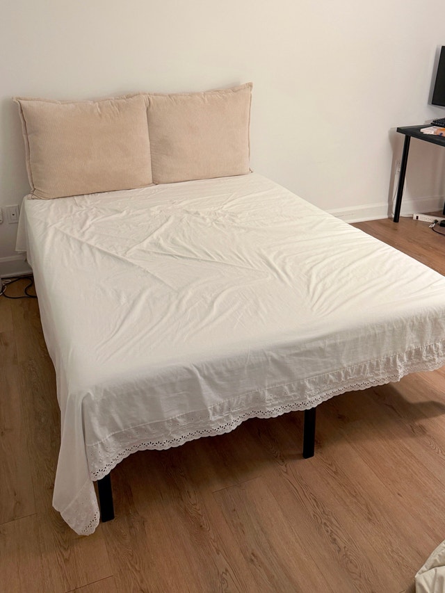Queen Size Foldable Bed Frame and Mattress
