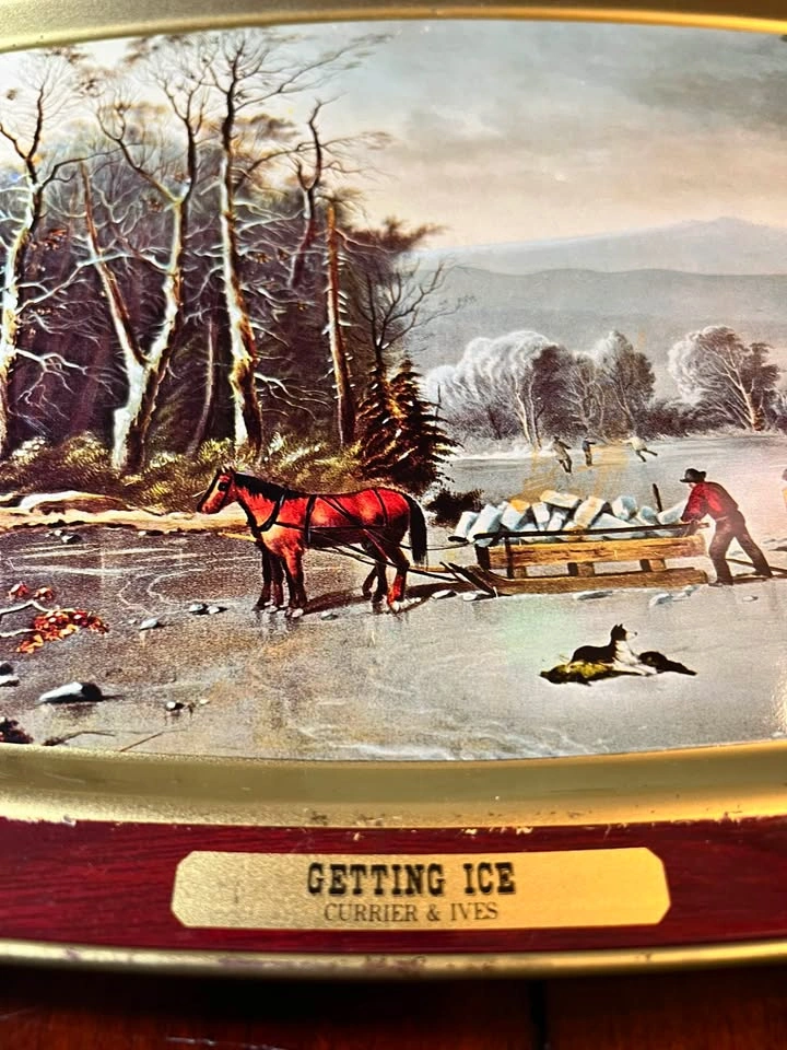 Currier & Ives 'Getting Ice' Vintage Metal Serving Tray - photo 2