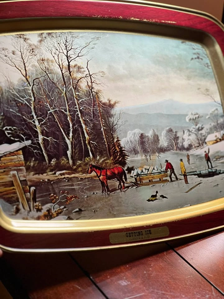 Currier & Ives 'Getting Ice' Vintage Metal Serving Tray - photo 3