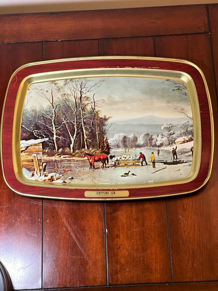 Currier & Ives 'Getting Ice' Vintage Metal Serving Tray - photo 5