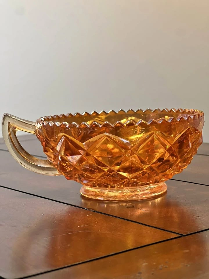 Imperial Marigold Carnival Glass Single-Handled Nappy Bowl