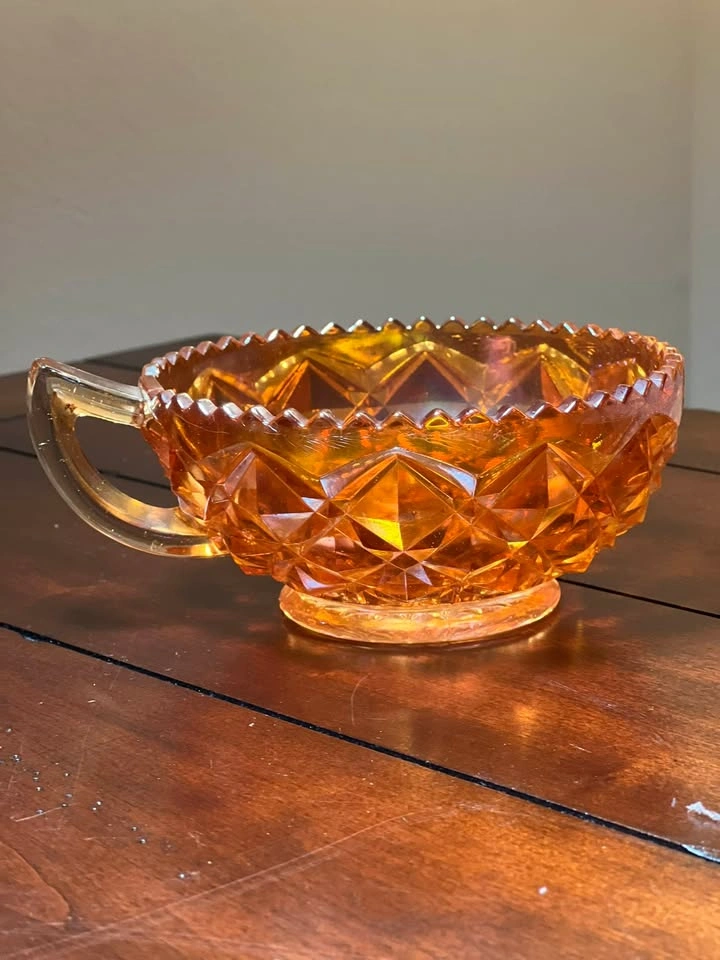Imperial Marigold Carnival Glass Single-Handled Nappy Bowl - photo 2