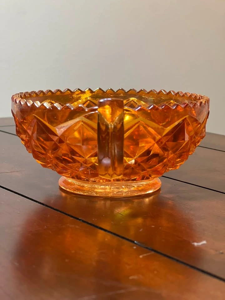 Imperial Marigold Carnival Glass Single-Handled Nappy Bowl - photo 3