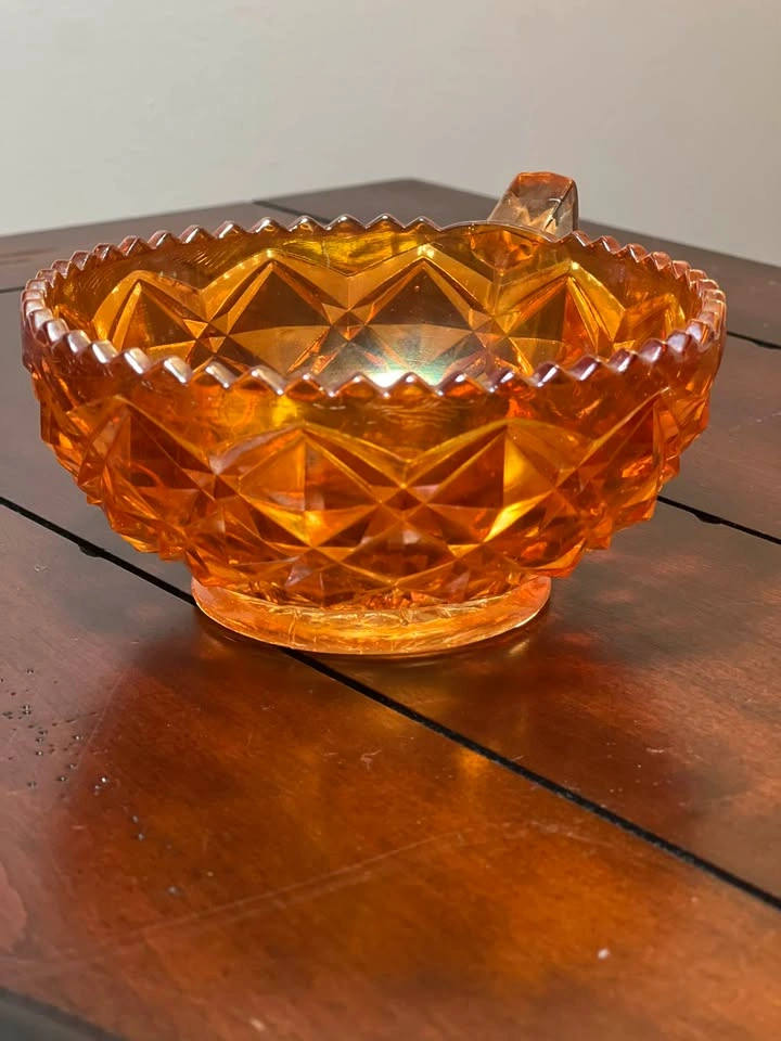 Imperial Marigold Carnival Glass Single-Handled Nappy Bowl - photo 4