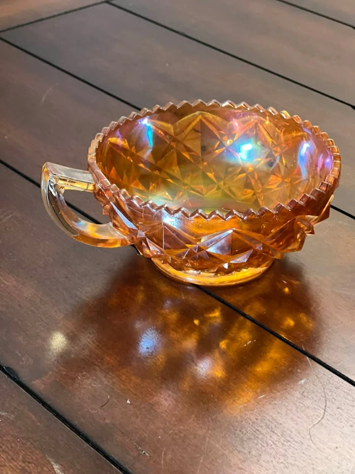 Imperial Marigold Carnival Glass Single-Handled Nappy Bowl - photo 5
