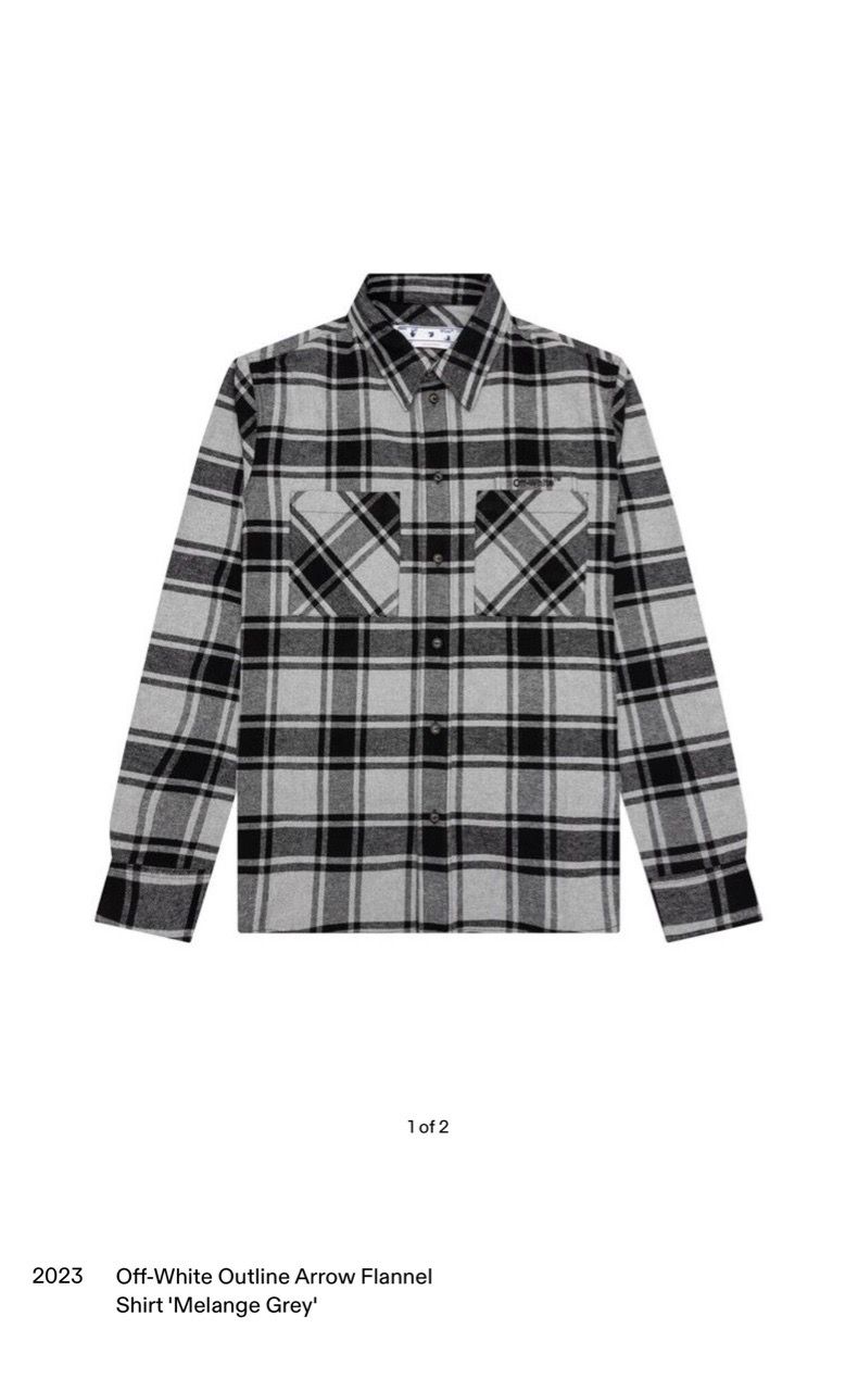 Off-White Outline Arrow Flannel Shirt 'Melange Grey