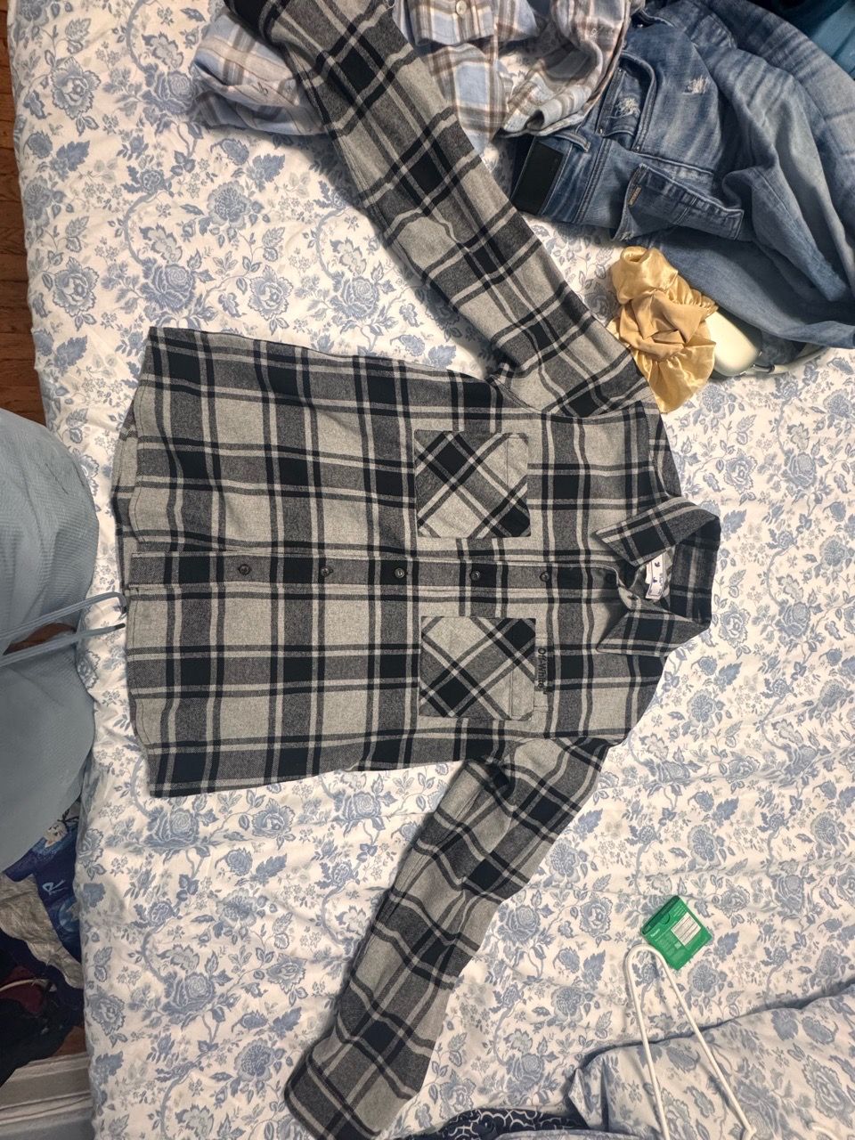 Off-White Outline Arrow Flannel Shirt 'Melange Grey - photo 3