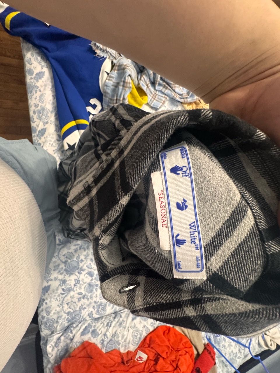 Off-White Outline Arrow Flannel Shirt 'Melange Grey - photo 4
