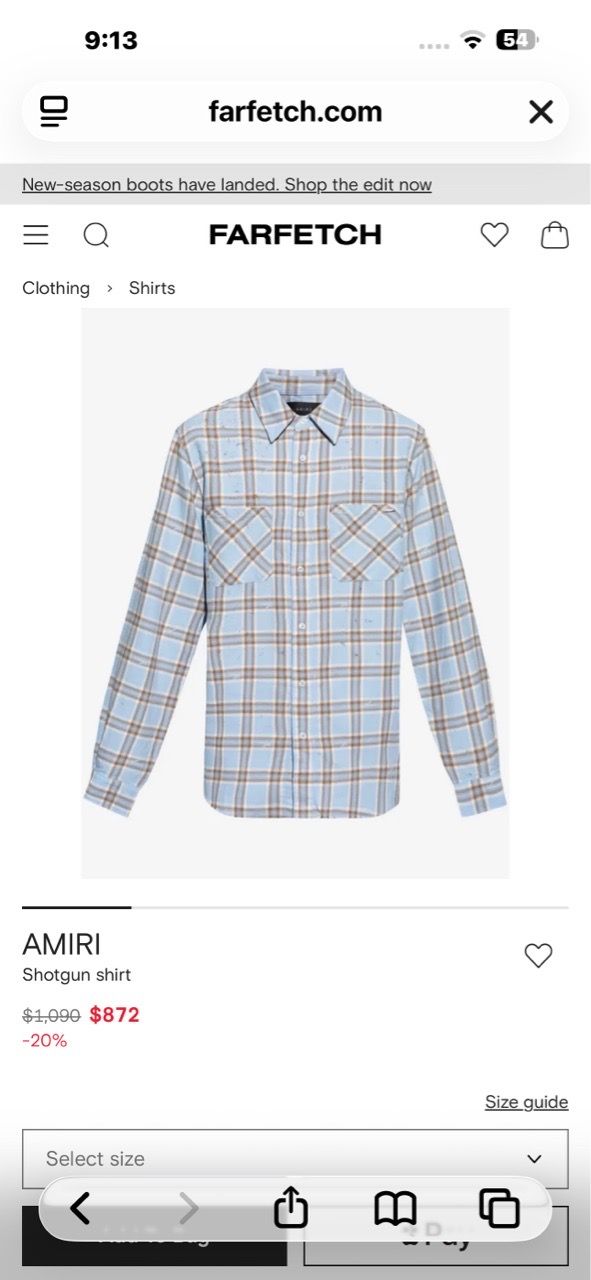 Amiri Men's Shotgun Distressed Flannel Shirt