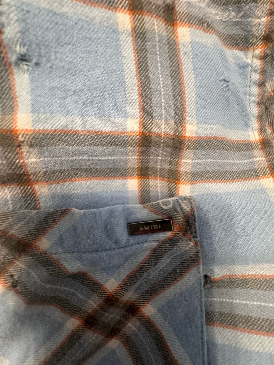 Amiri Men's Shotgun Distressed Flannel Shirt - photo 3