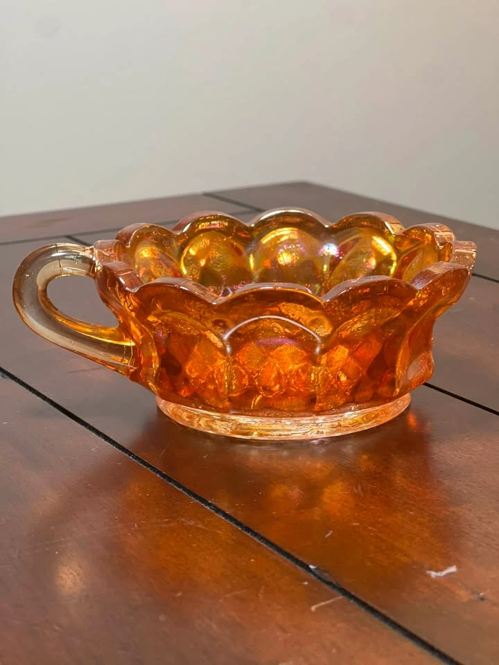 Vintage Imperial Glass Marigold Carnival Glass Handled Dish