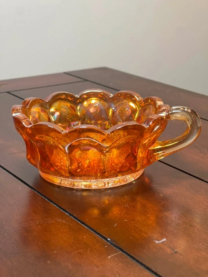Vintage Imperial Glass Marigold Carnival Glass Handled Dish - photo 2