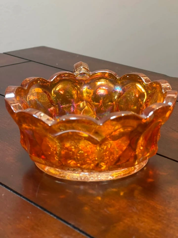 Vintage Imperial Glass Marigold Carnival Glass Handled Dish - photo 3