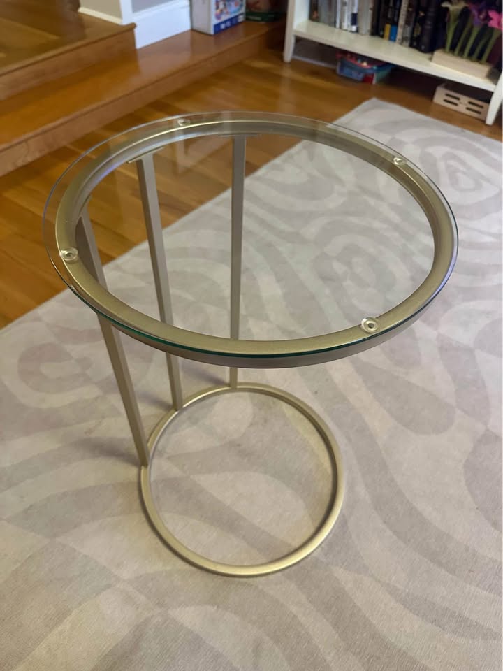 2 Glass/ gold finish side tables - photo 3