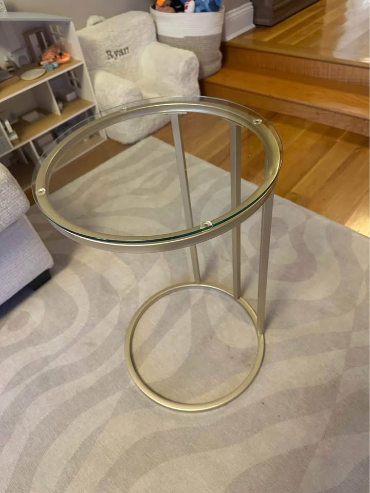 2 Glass/ gold finish side tables - photo 4