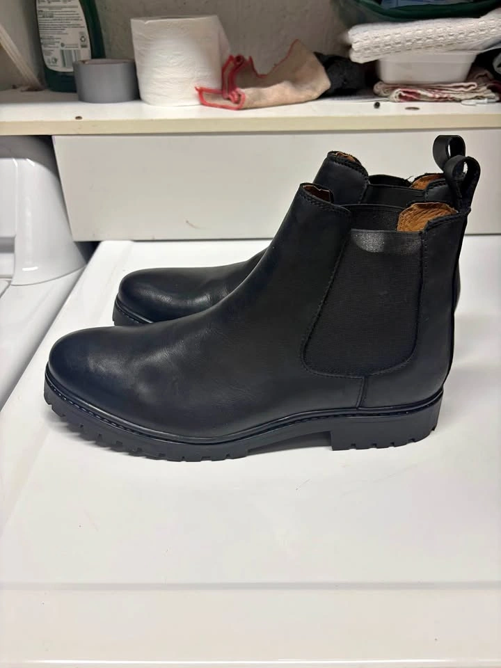NEW Jack Morgan Black Leather Chelsea Boots – Lug Sole – US MEN