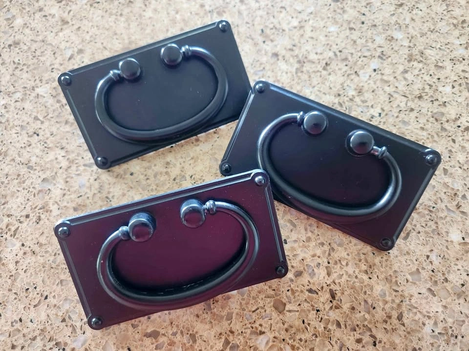 3 Black Mission Style Drawer Pulls