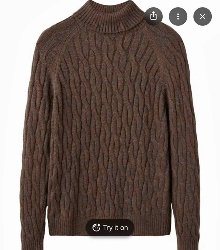 Mens Cable Knit Turtleneck Sweater