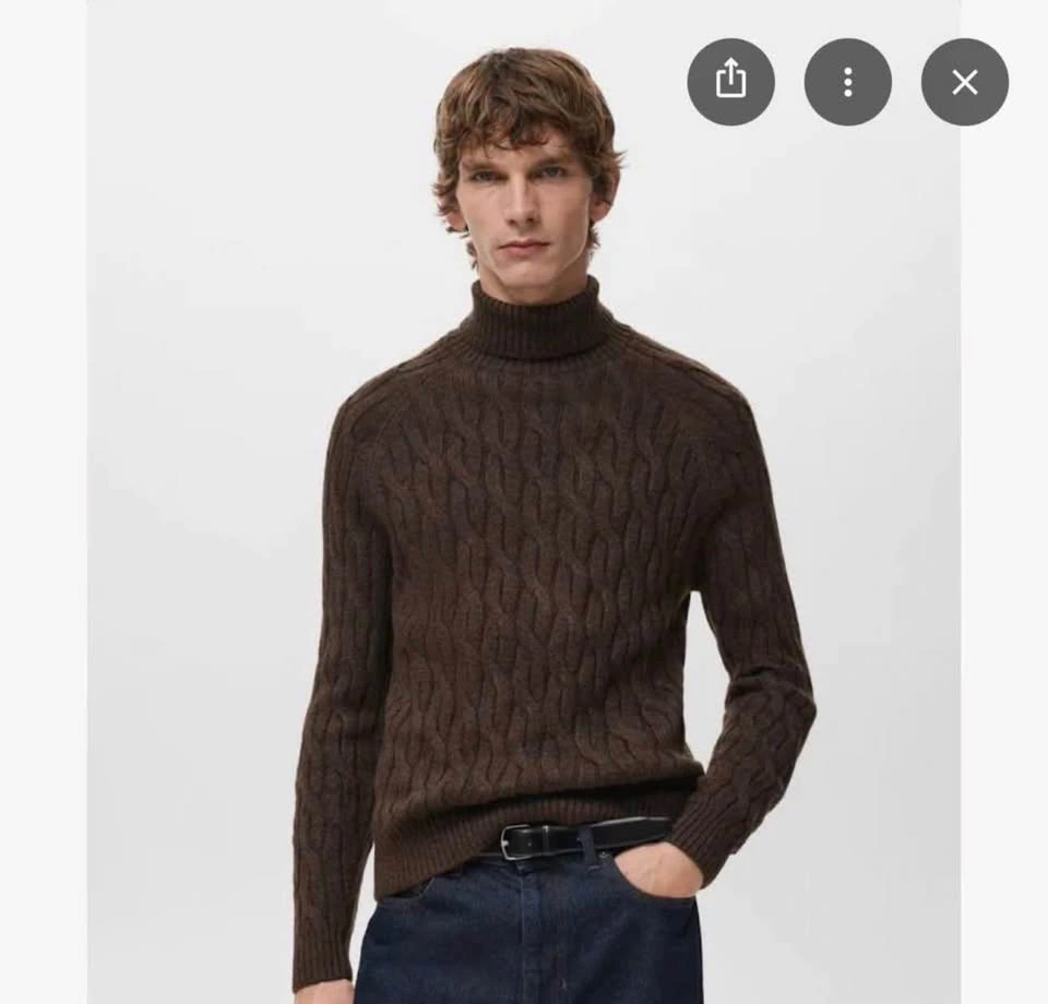 Mens Cable Knit Turtleneck Sweater - photo 2