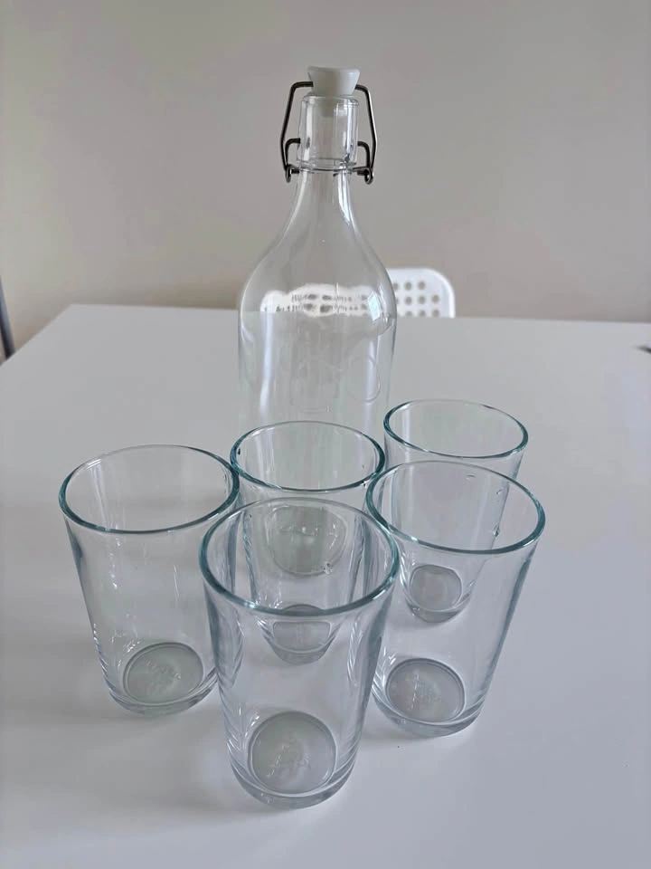 Bottle and 5 Glasses Set