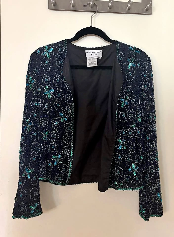 Vintage Evening Jacket, 100% Silk Hand Beaded