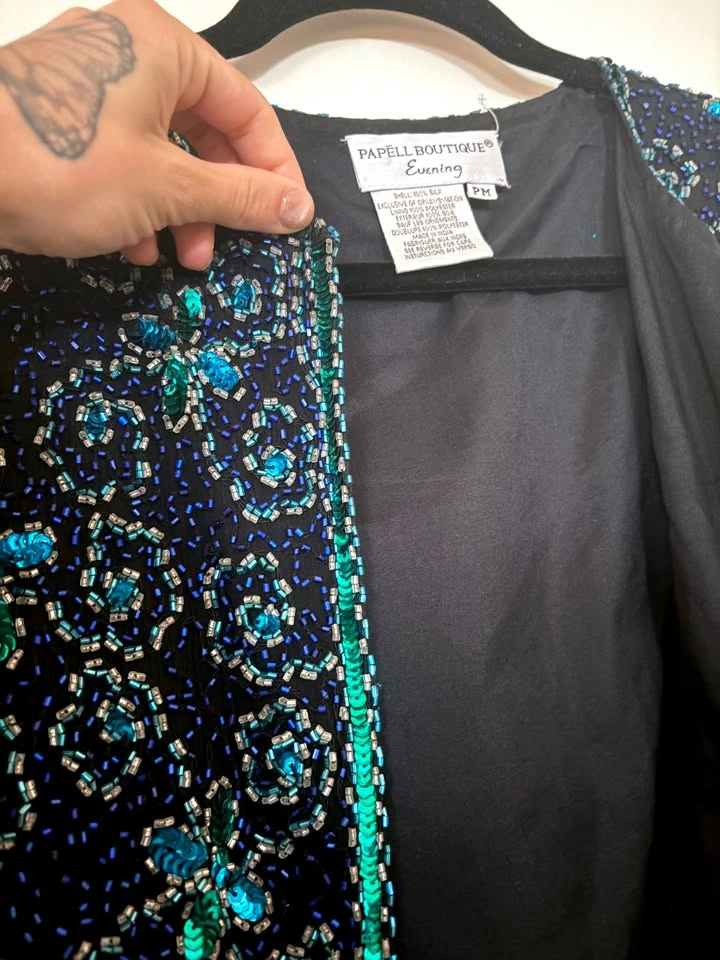 Vintage Evening Jacket, 100% Silk Hand Beaded - photo 4