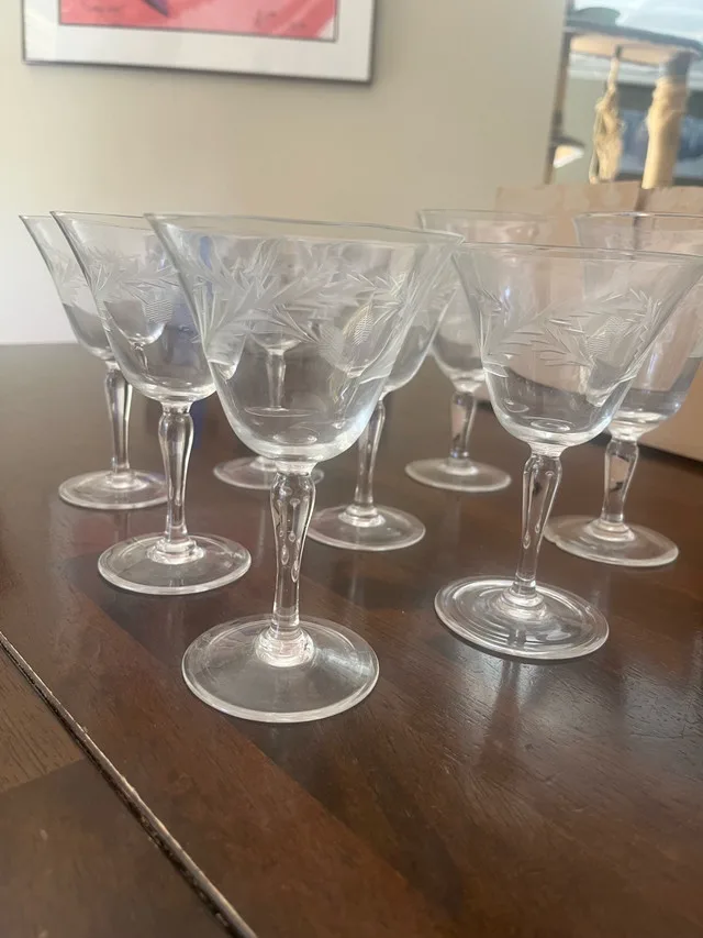 Etched Willow Moon Wine/Sherry Glasses thumbnail
