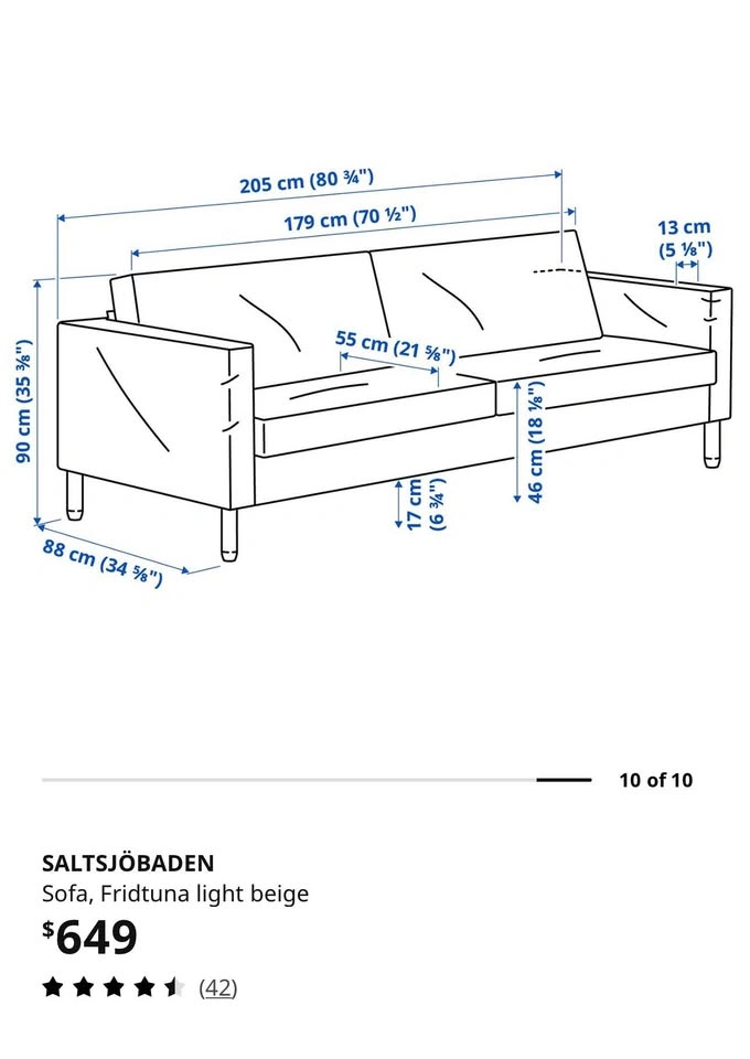 IKEA SALTSJÖBADEN 3-Seat Sofa – Light Beige - photo 5