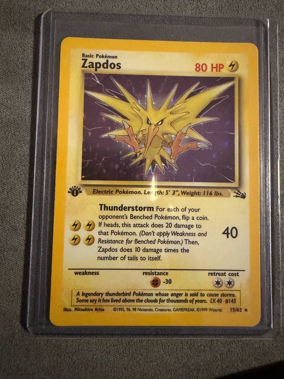 Zapdos 1st Edition Holo Rare Pokémon Card