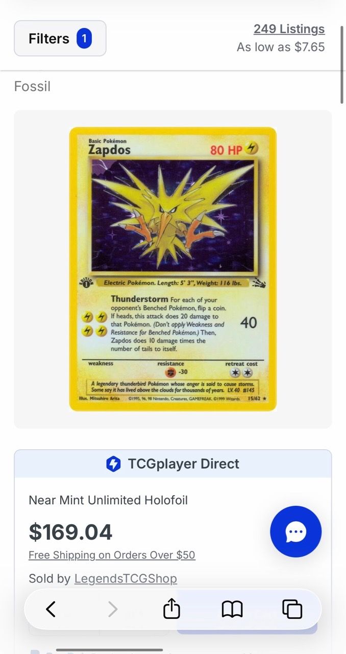 Zapdos 1st Edition Holo Rare Pokémon Card - photo 3