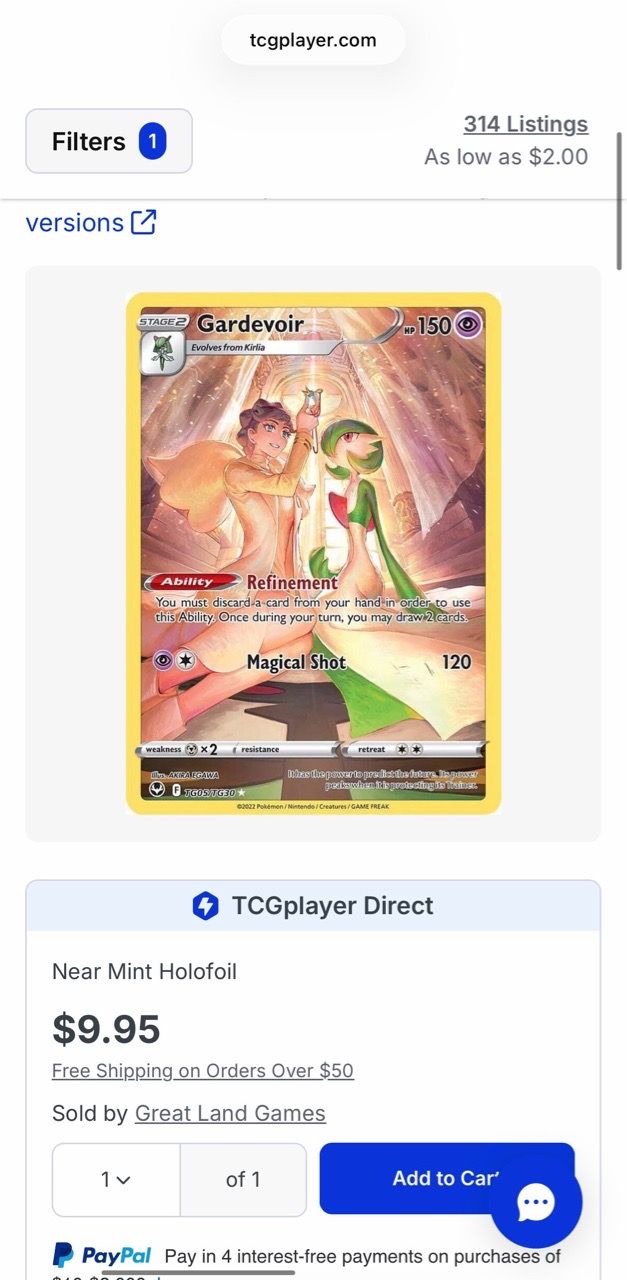 Gardevoir TG05/TG30 Pokémon Card x2 - photo 3
