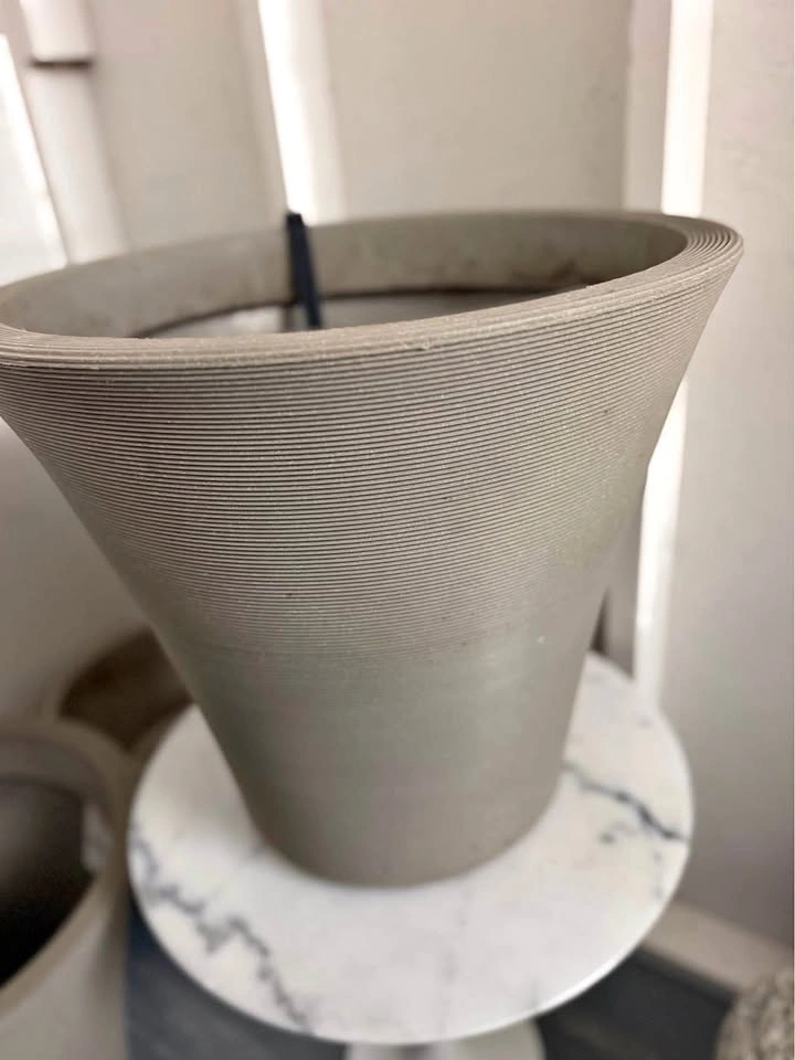 Ribbed Grey Tapered Planter