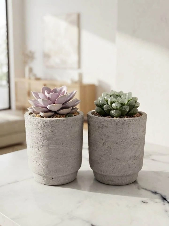 Set of 2 Concrete Planters