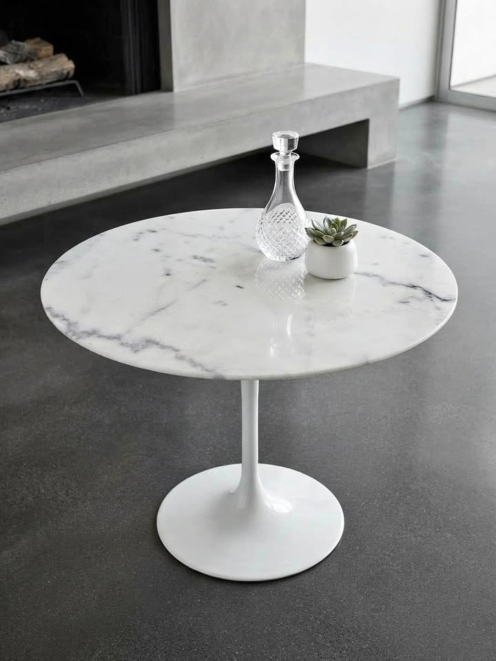 High-End White Marble Tulip Table (Saarinen Style)