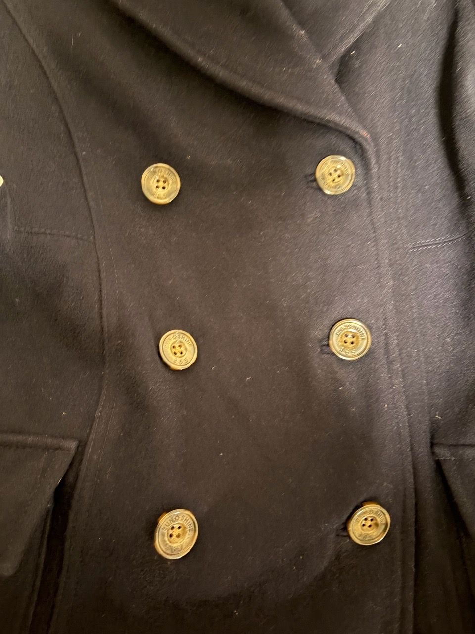 Navy Blue Double-Breasted Wool Pea Coat - photo 3