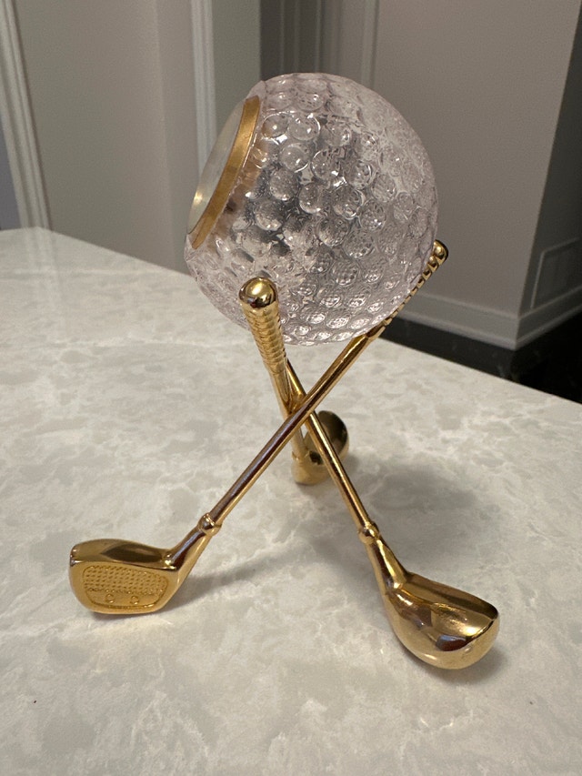 Vintage crystal golf ball quartz desk clock - photo 3