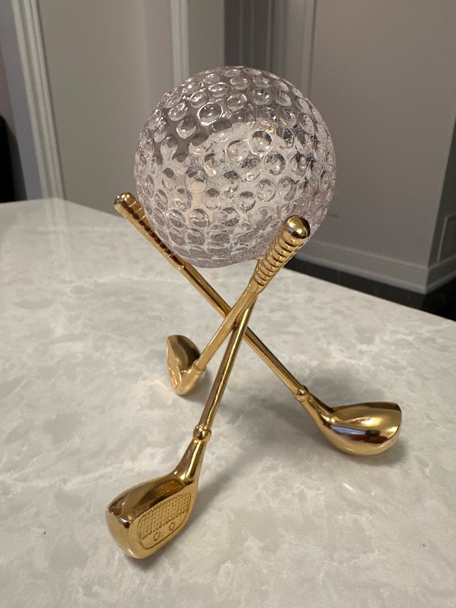 Vintage crystal golf ball quartz desk clock - photo 4