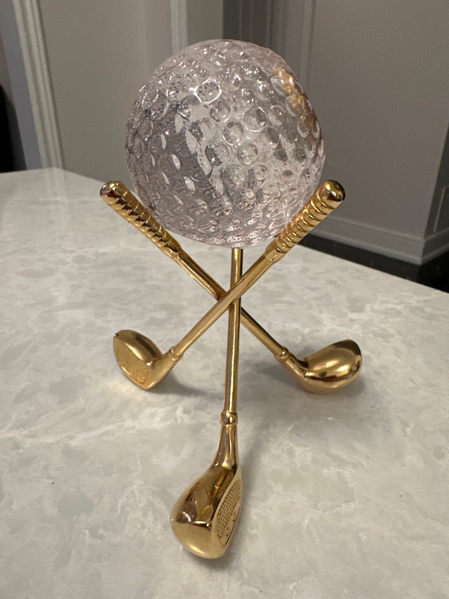 Vintage crystal golf ball quartz desk clock - photo 5