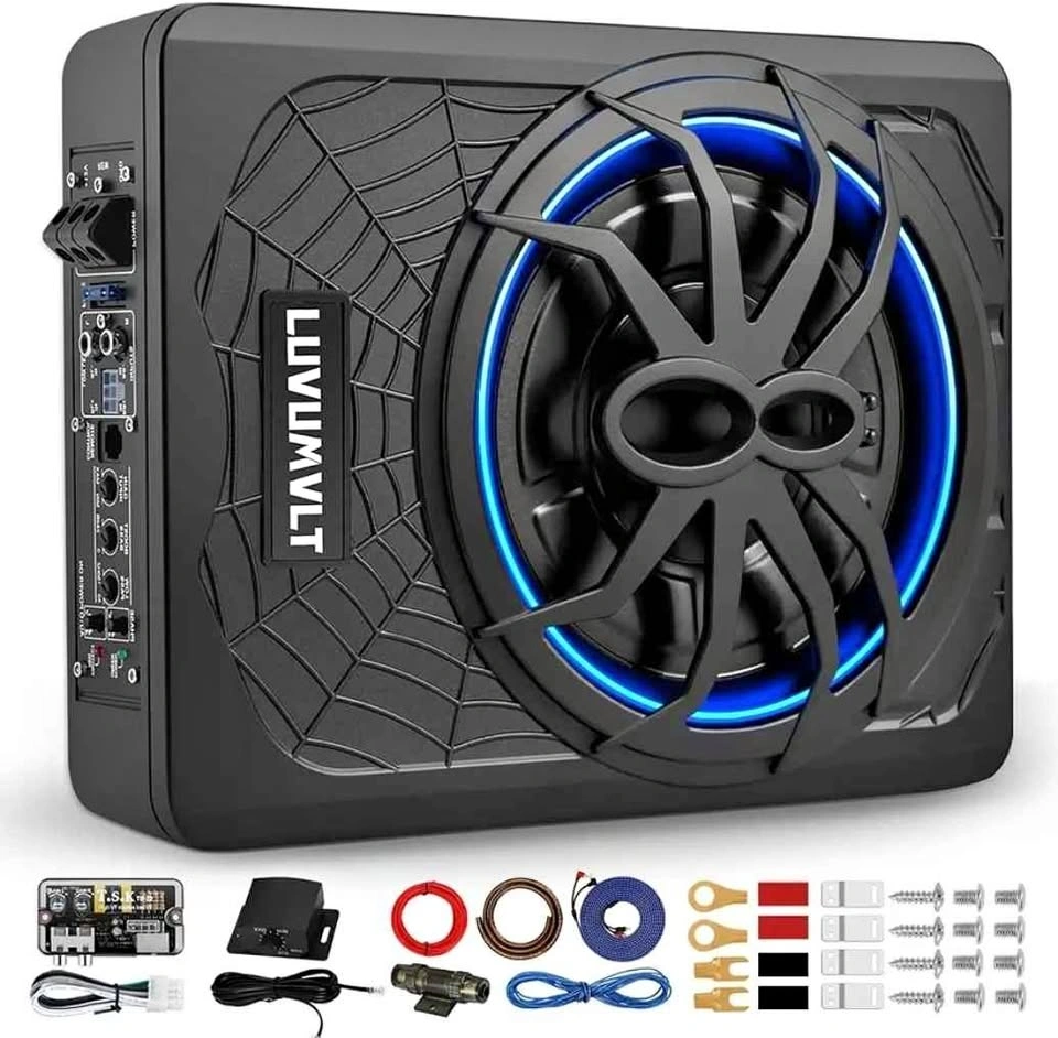 1200W 10" Slim Under-Seat Powered Subwoofer with Built-In Amp