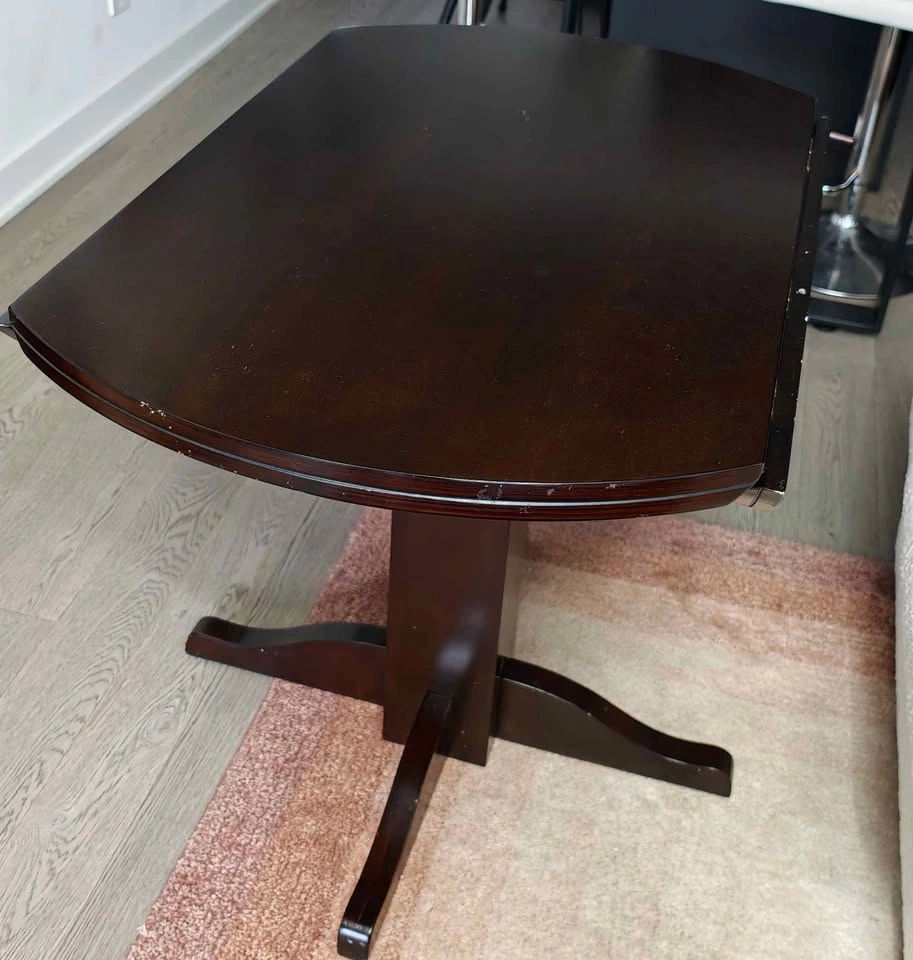 Dark Brown Drop-Leaf Pedestal Dining Table - photo 2