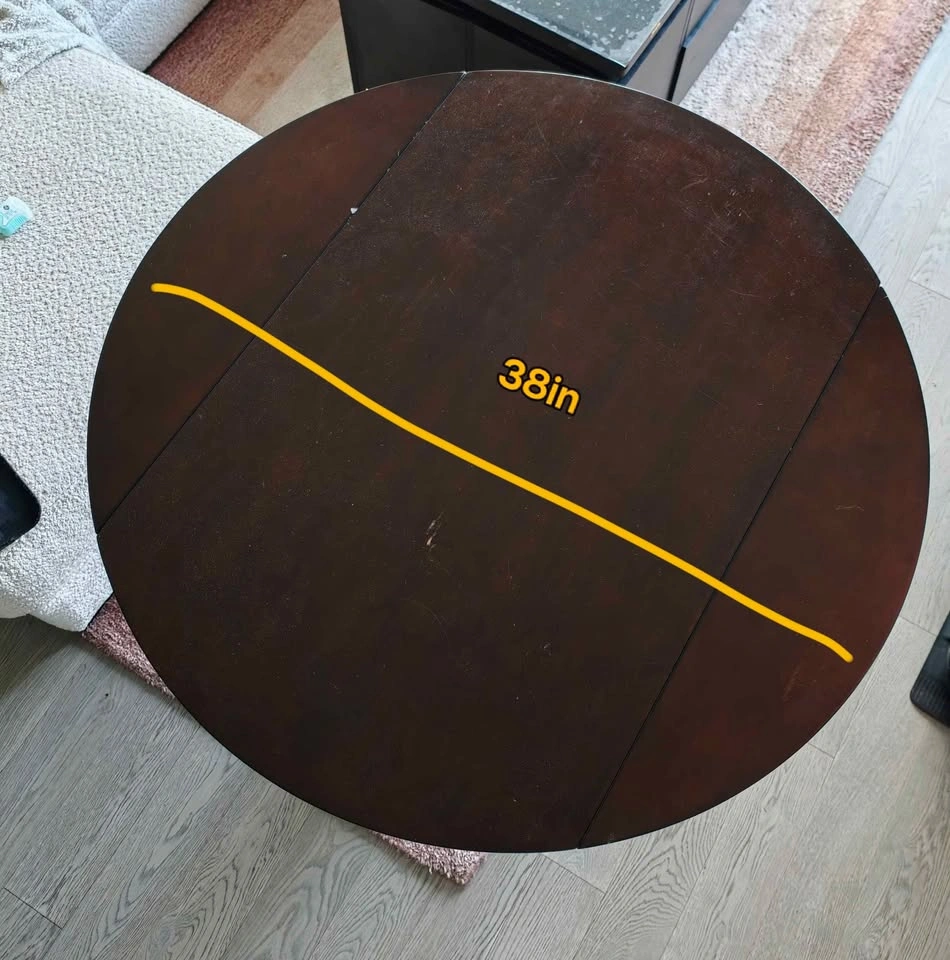 Dark Brown Drop-Leaf Pedestal Dining Table - photo 3